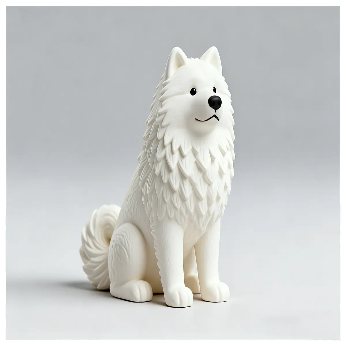 fluffy samoyed sitting plush toy for kids cute white dog stuffed animal gift soft cuddly pet decor