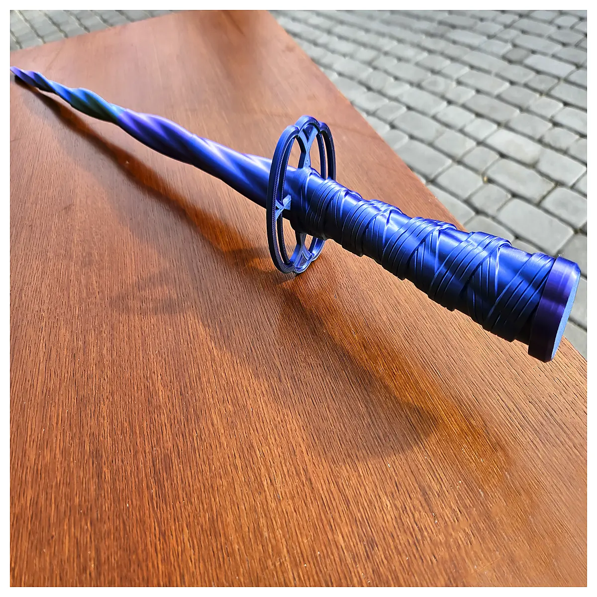 Blue Spiral Samurai Sword Sharp Blade Polished Handle Comfortable Sword Training Weapon Practice Sword Accessories Kit
