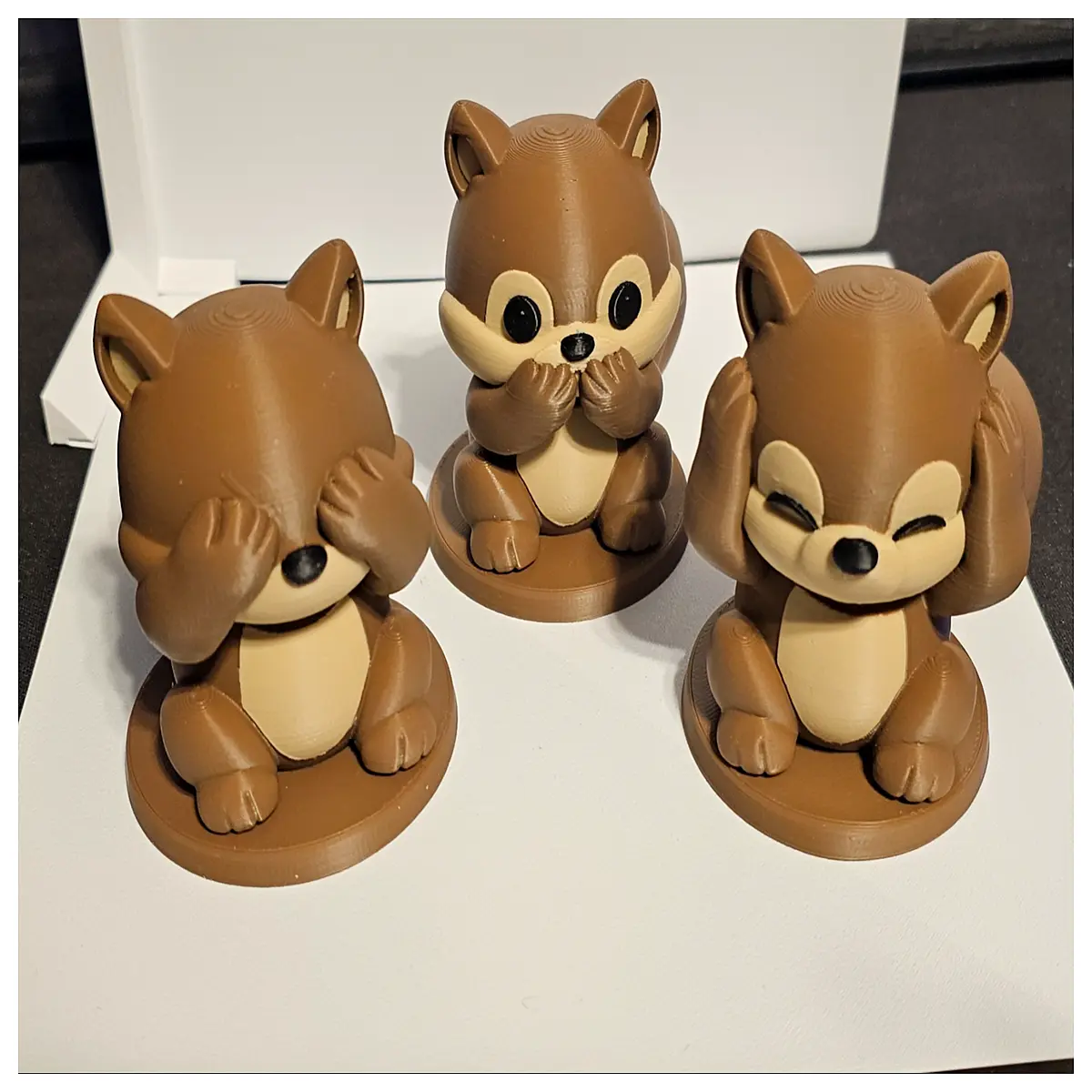 wisdom squirrel statue non seeing non hearing non speaking zen garden decor feng shui protection charm