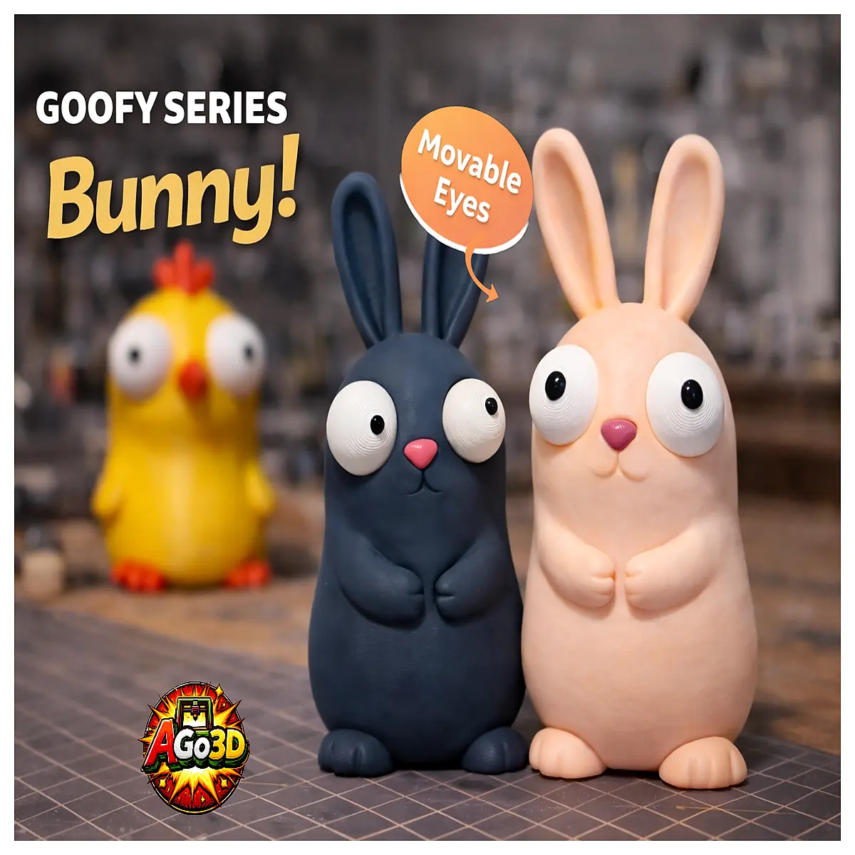 Wiggly Animated Easter Bunny Toy Moving Eyes Fun Quirky Easter Gift Kids Toy Holiday Decoration