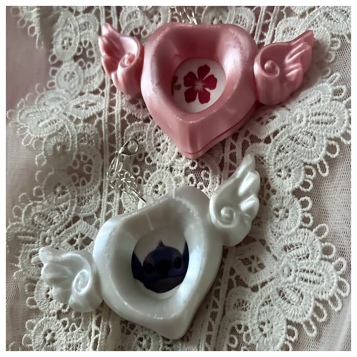 Mini Angel Wing Photo Frame Charm Keychain Phone Chain Bag Accessories Memory Keepsake DIY Handmade Photo Decoration
