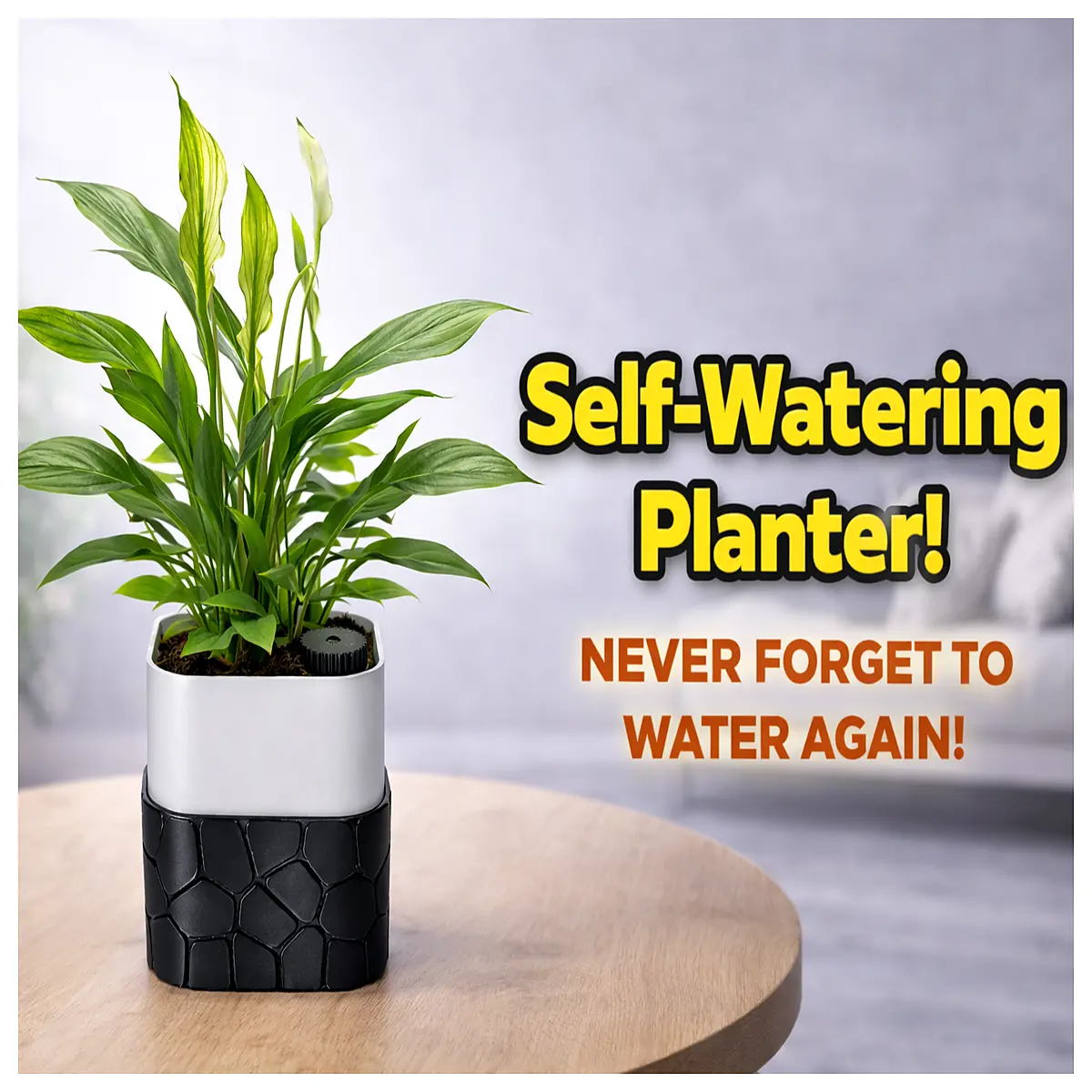 Self Watering Pots Automatic Watering Planters Indoor Flower Pots Decorative Stone Pattern Pots Lazy Garden Accessories