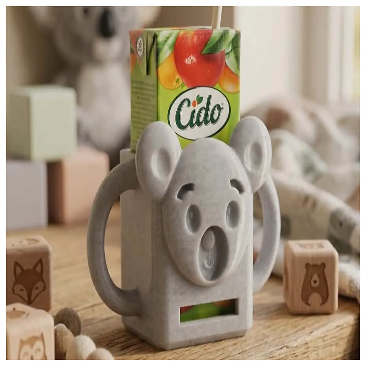 Juice Box Holder Stand Bear Handle Spill Prevention Grip Drink Stabilizer Bear Toy Accessory