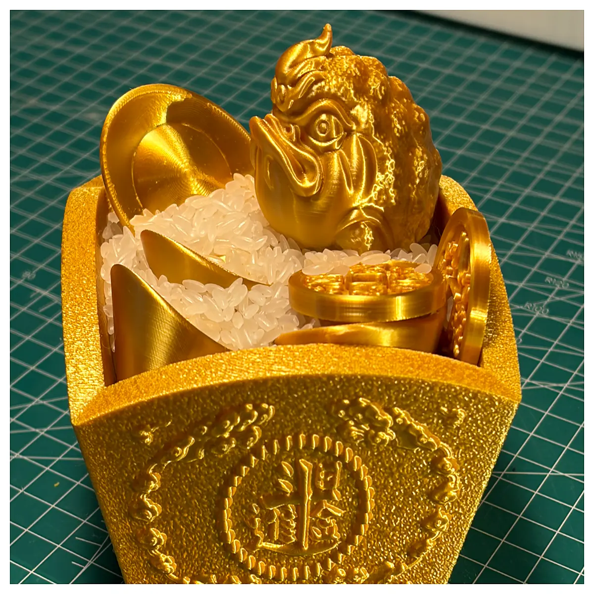 feng shui gold ingot rice bucket lucky money jar for home office wealth attraction prosperity charm decor