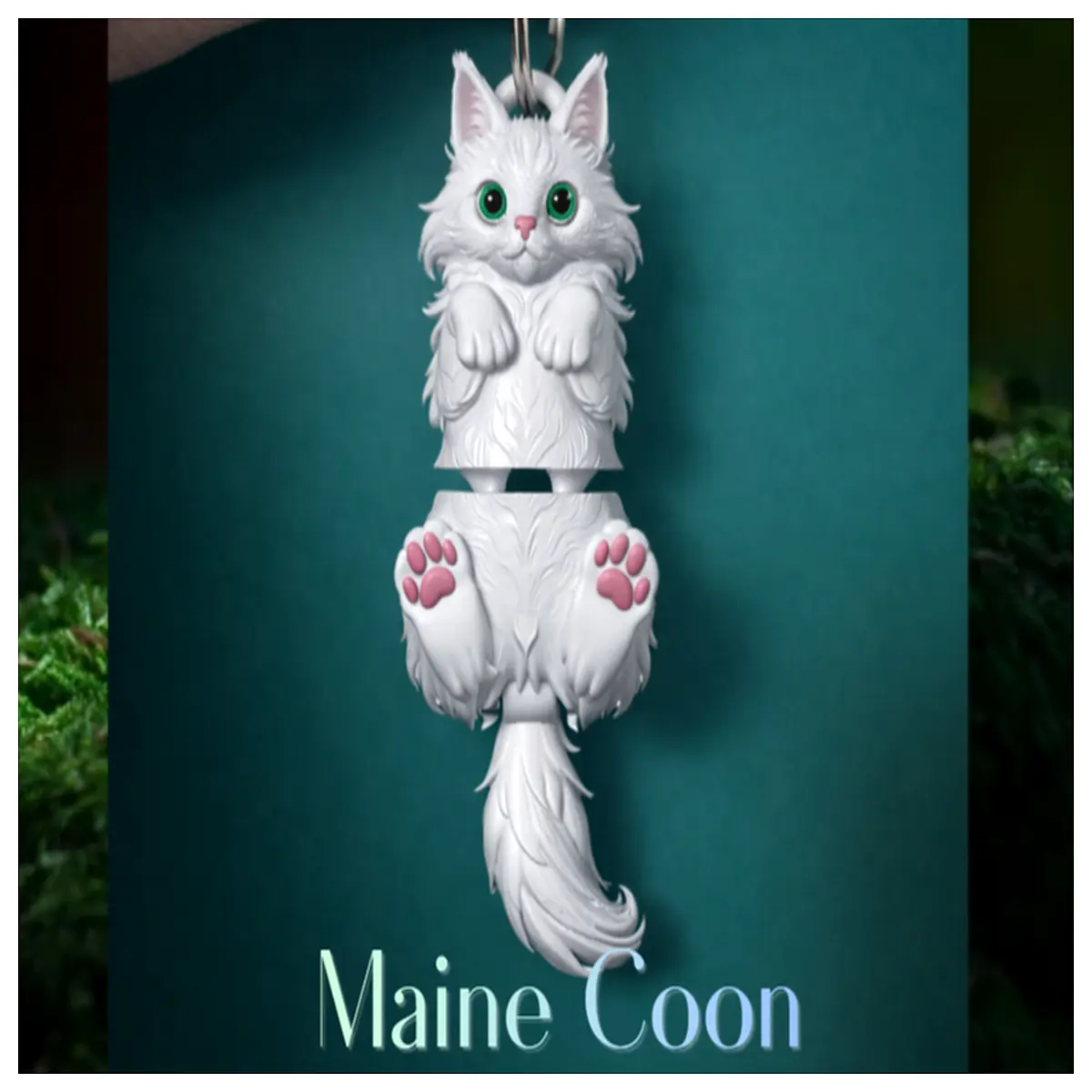 Maine Coon Keychain Movable Joint Cat Figurine Pet Memorial Gift Cute Cat Decoration Collectible Charm