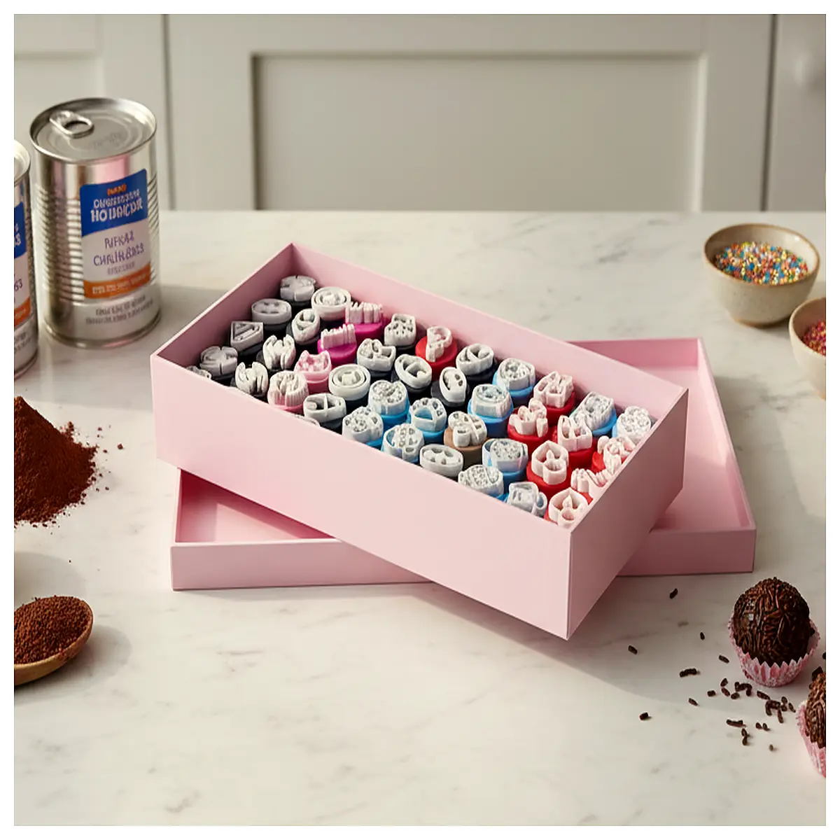 Brigadeiro Molds Storage Box 50 Compartments Covered Organizer Baking Tools Cake Molds Storage Container