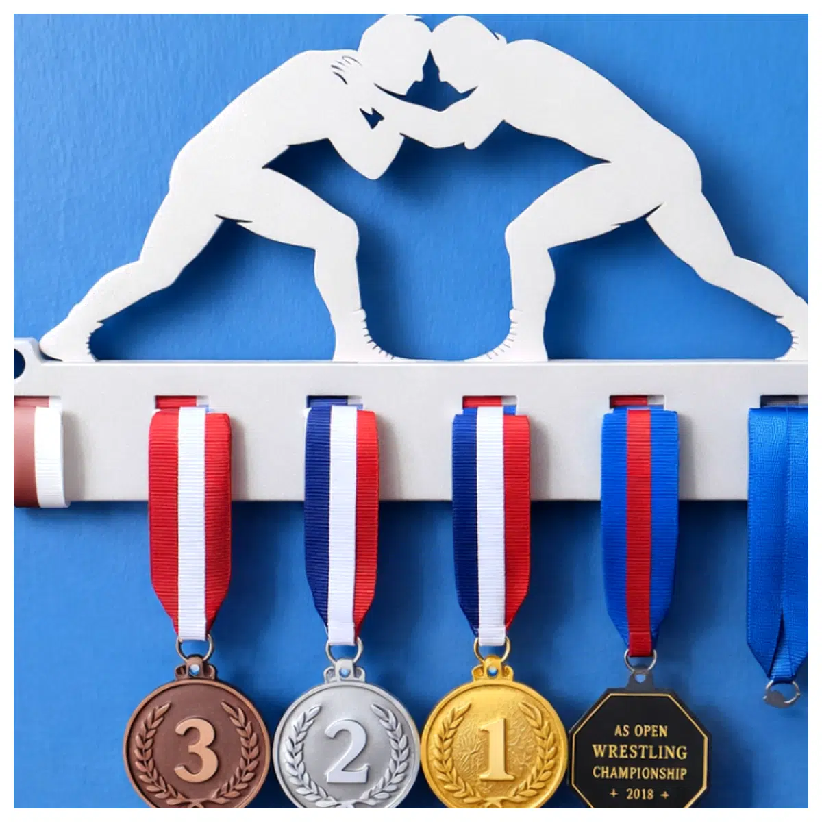 Wrestling Medals Display Stand Competition Trophy Holder Sports Event Award Showcase Championship Medal Hanger Tournament Recognition Display