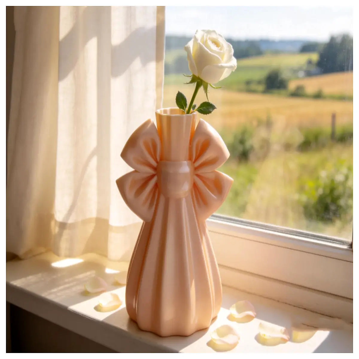 Elegant Bow Vase No Stand Required Home Decor Creative Floral Arrangement Bouquet Container Gift Idea
