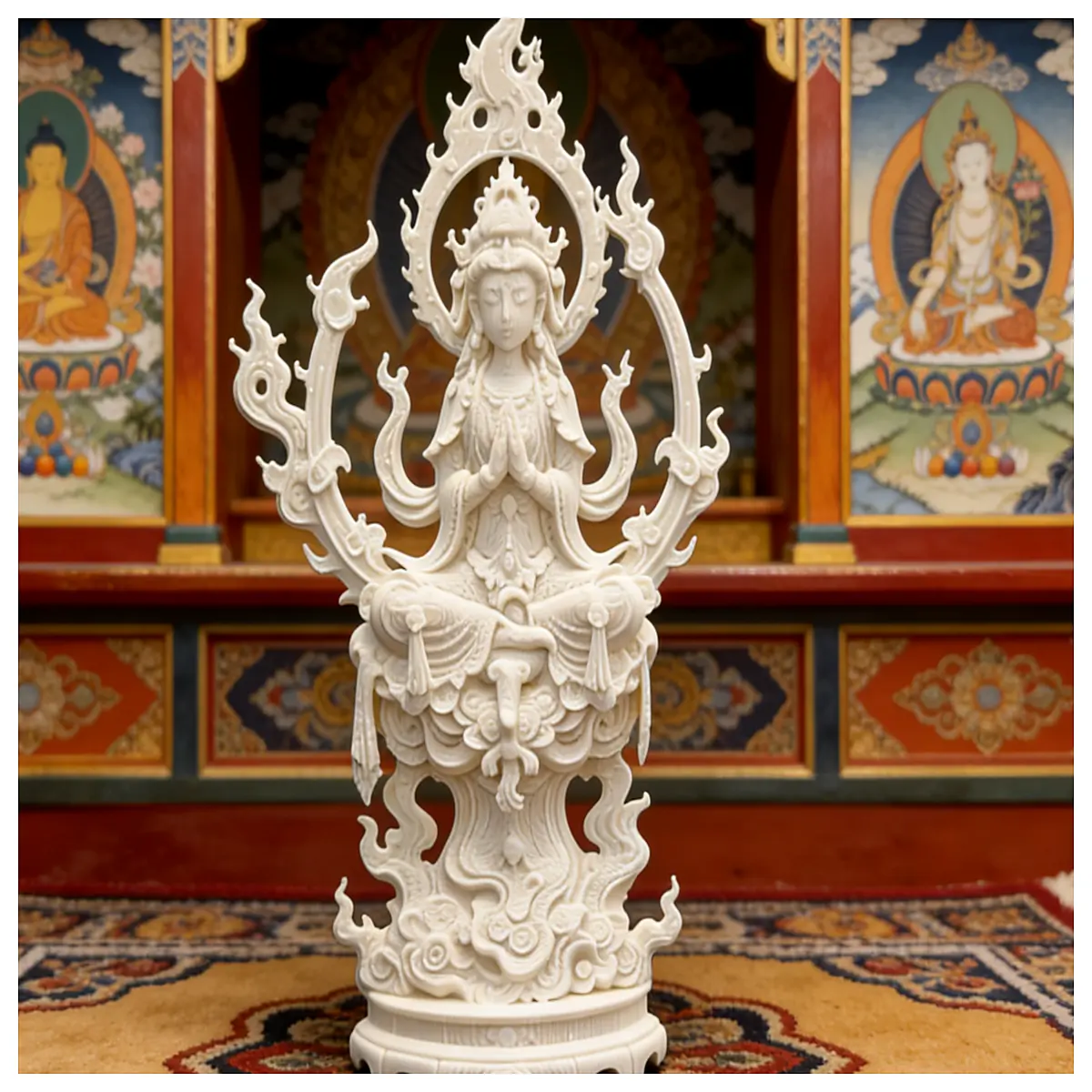 Tibetan Buddhist Guanyin Statue Relief Print Great Mercy Guanyin 3D Sculpture Print No Support Needed Buddhist Art
