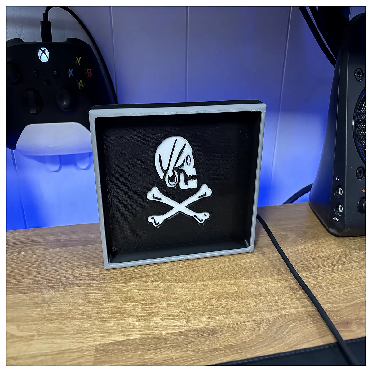 gothic skull crossbones desk tray organizer metal bone holder for jewelry keys office decor