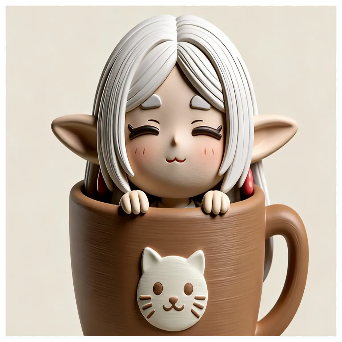Frilly Lily Tea Cup Figurine Q Version Cute Elf Anime Collectible Display Decoration Girl s