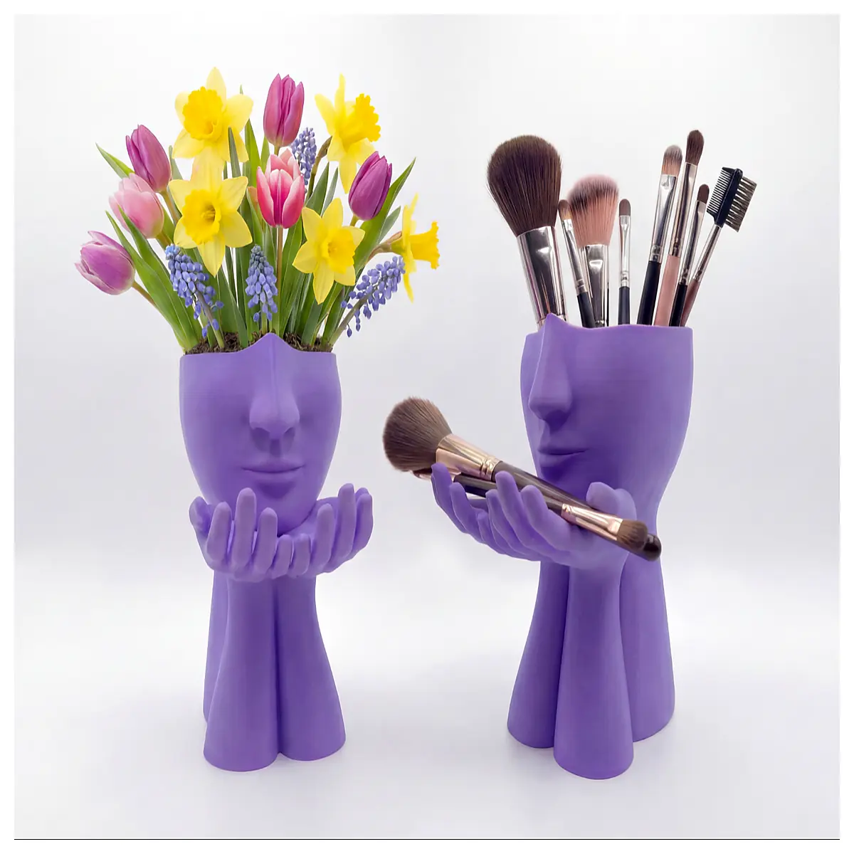 Sculpture Vase Stand Holder Makeup Brush Organizer Desk Storage Decorative Accessory Multi functional