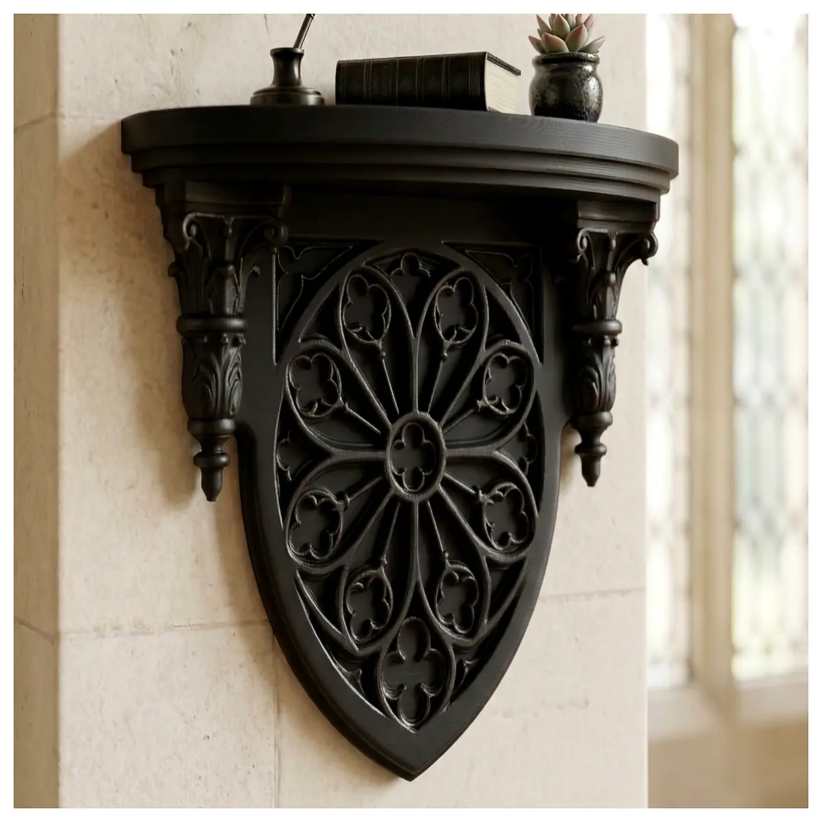 Floral Scroll Shelf Wall Mounted Display Stand Baroque Style Shelf Home Decor Artwork Display Displaying Floral Scrolls
