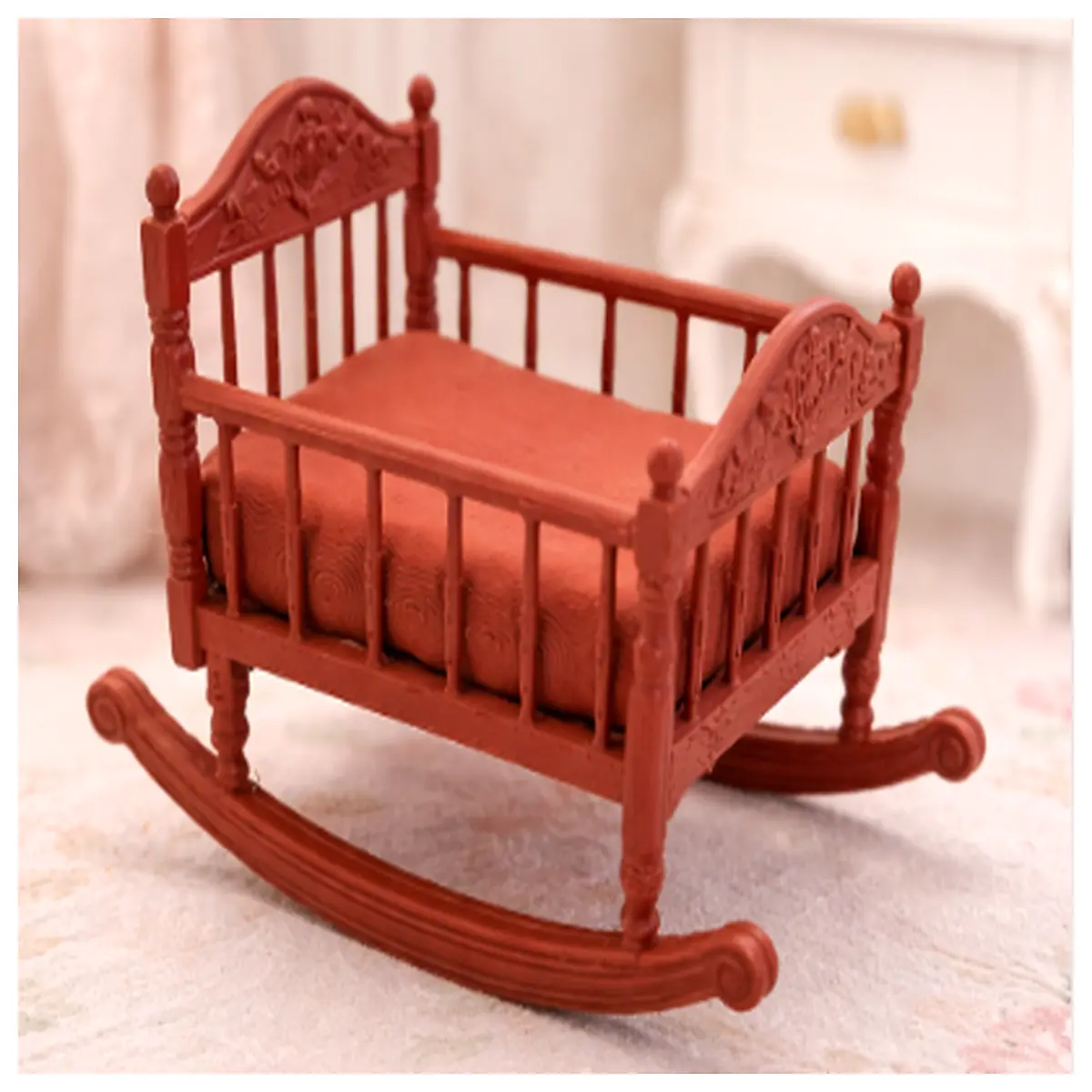 vintage victorian style baby doll crib nursery decor shabby chic wooden cradle for collectible dolls