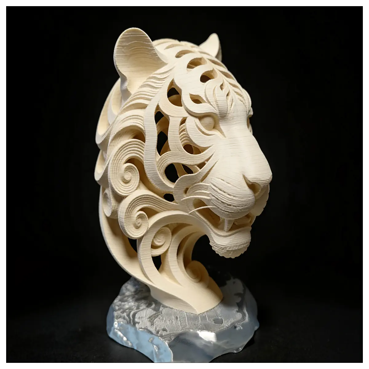 Cloud Wave Tiger Figurine Art Carved Desktop Ornament Lucky Tiger Year Home Decor Decorative Piece