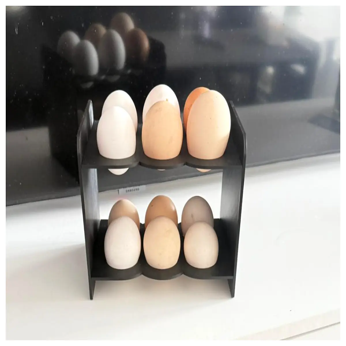 kitchen egg holder tray organizer fridge storage rack countertop dispenser