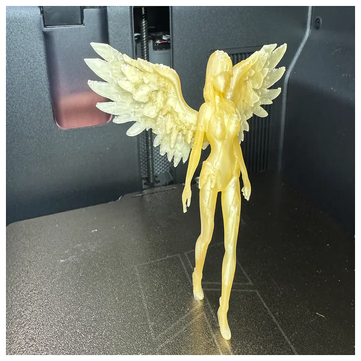 3D Printed Angel Figurine Transparent Glossy Feathered Beauty Model Toy Anime Collectible Display