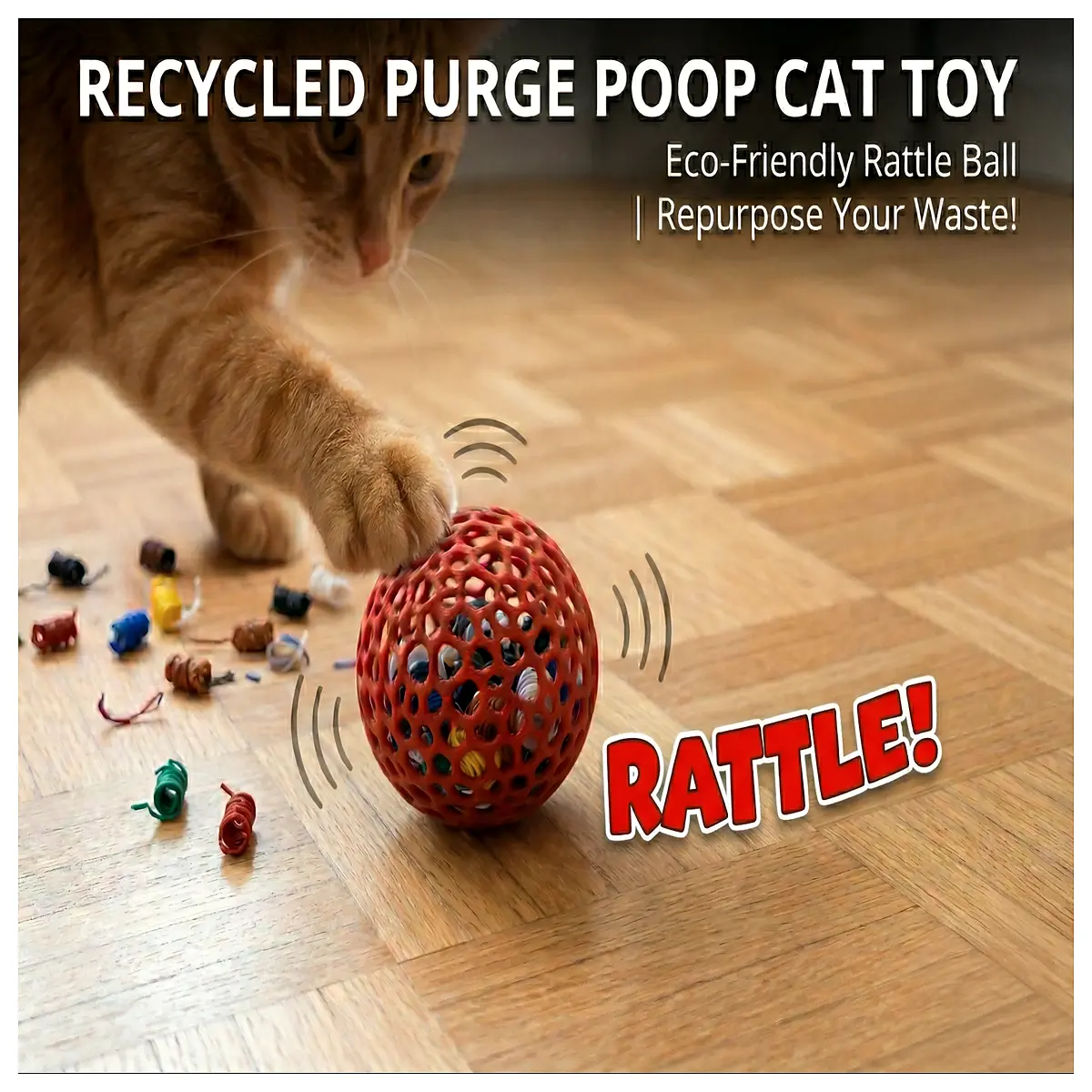Recycled Cat Toys Rattling Ball Cat Enrichment Toys Upcycled Pet Toys Cat Treat Toys Cat Training