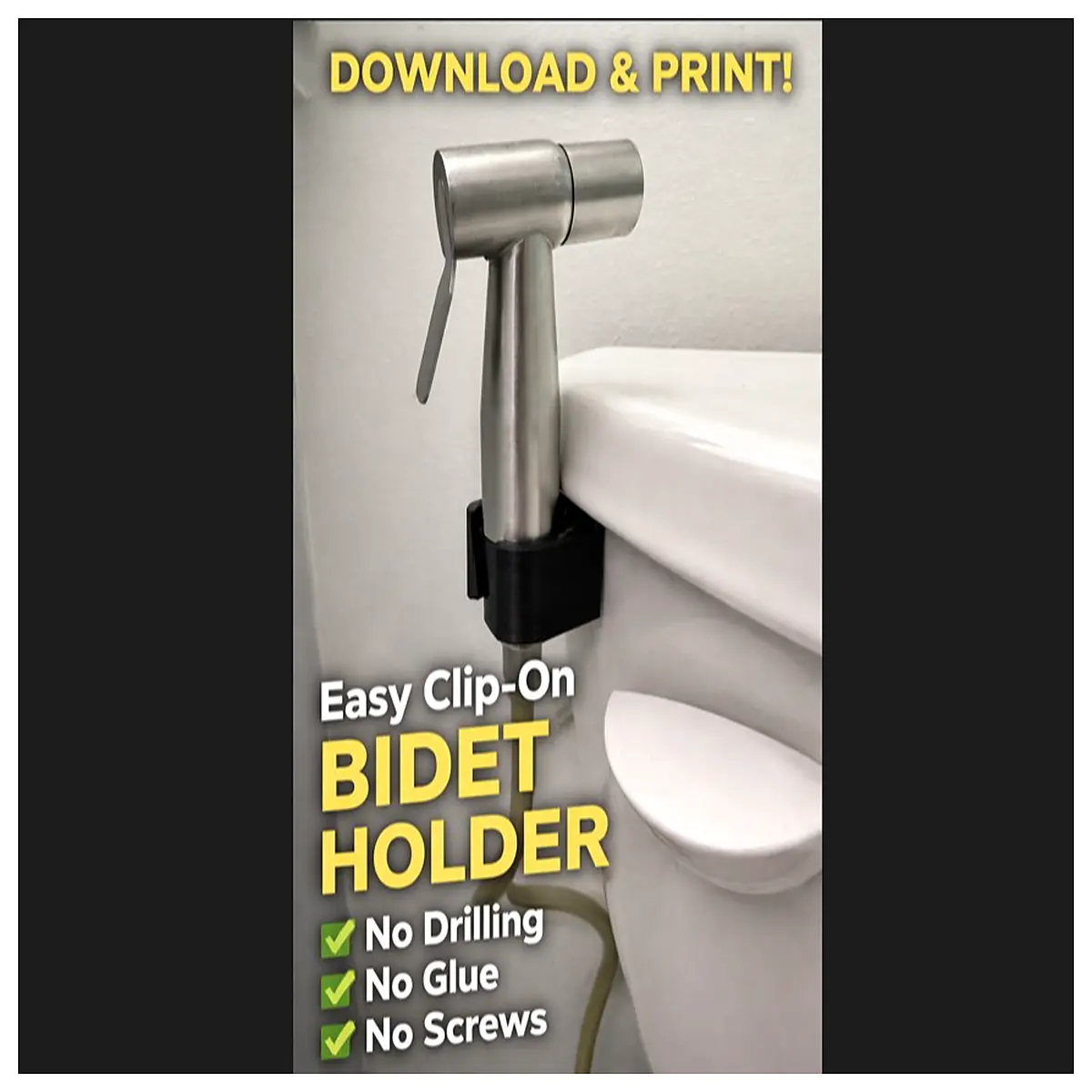 No Drill Shower Head Holder Clip Mount Bathroom Shelf Wall Mounted Storage Accessory