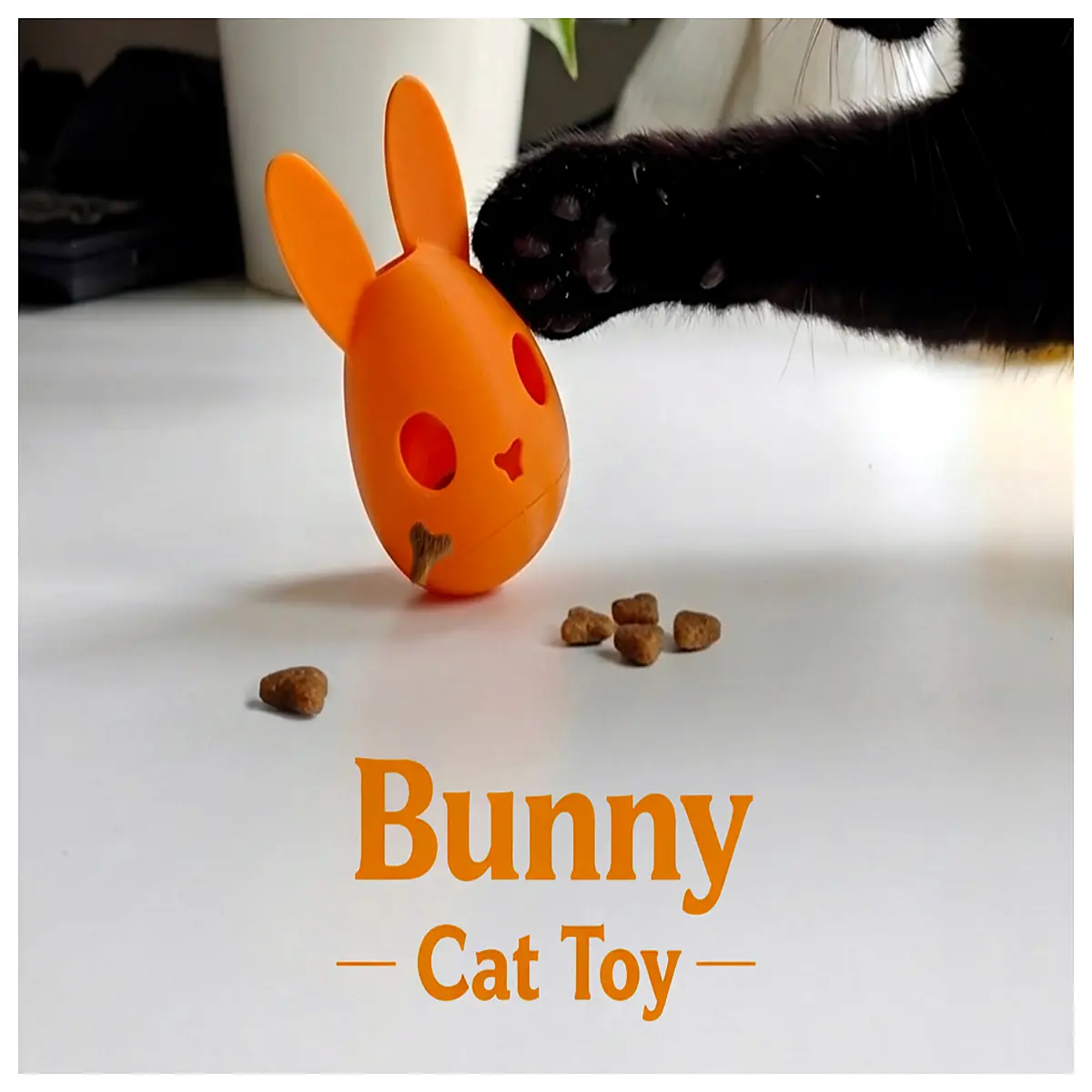 Rabbit Ear Cat Toys Easter Egg Treat Toy Cute Cat Toys Interactive Puzzle Toys Plush Bunny Ears Pet Snacks