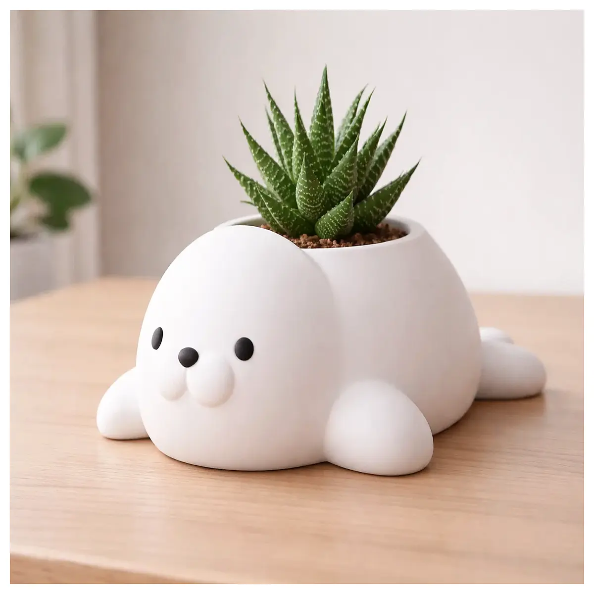 Seal Shaped Planter Creative Home Decor Ceramic Flower Pot Living Room Decoration Pet Flower Pot Hydroponic Plant Container