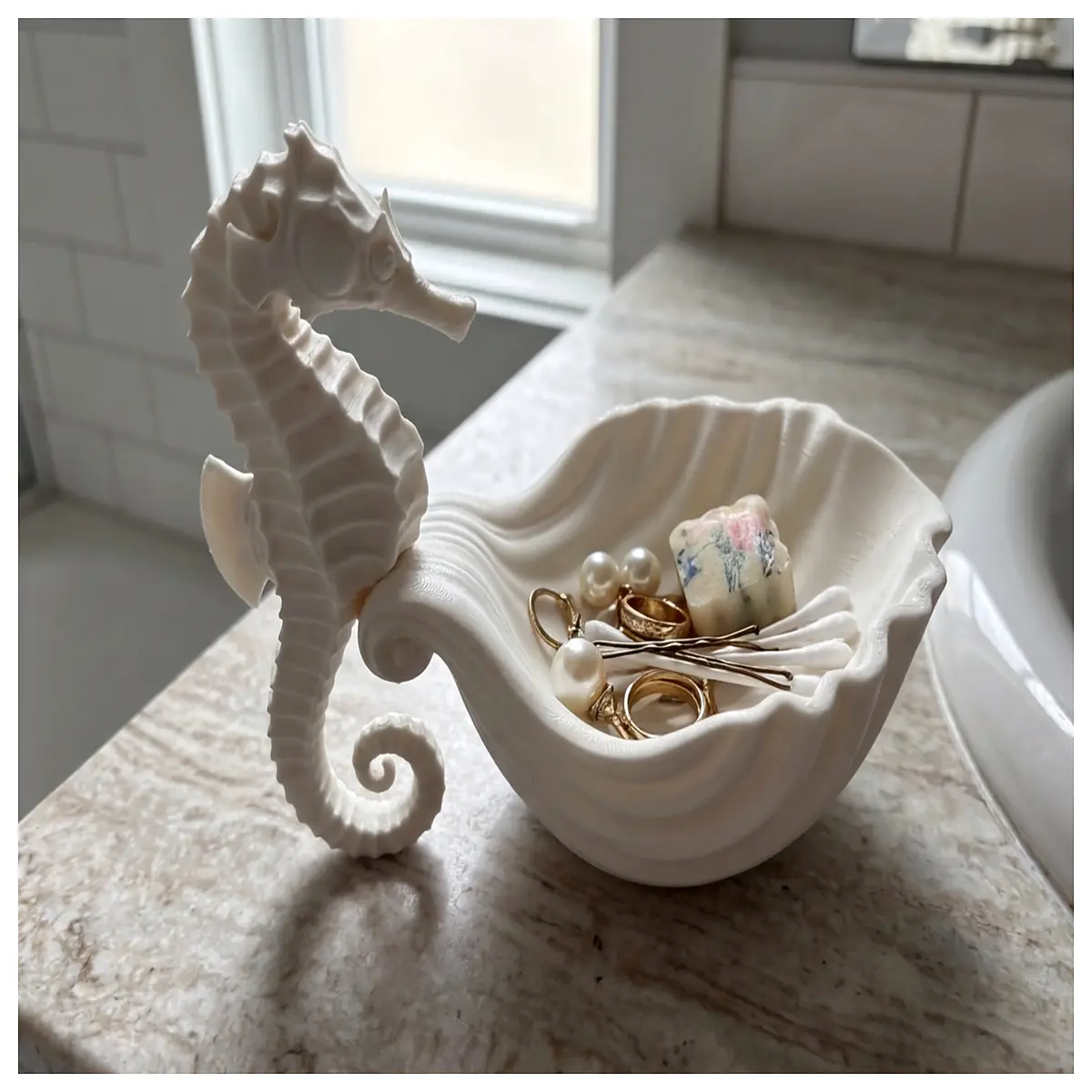Seashell Decoration Display Stand Seashell Tray Jewelry Organizer Ocean Shell Decorative Items Seahorse Ornament Storage Shell Craft Accessories Creat