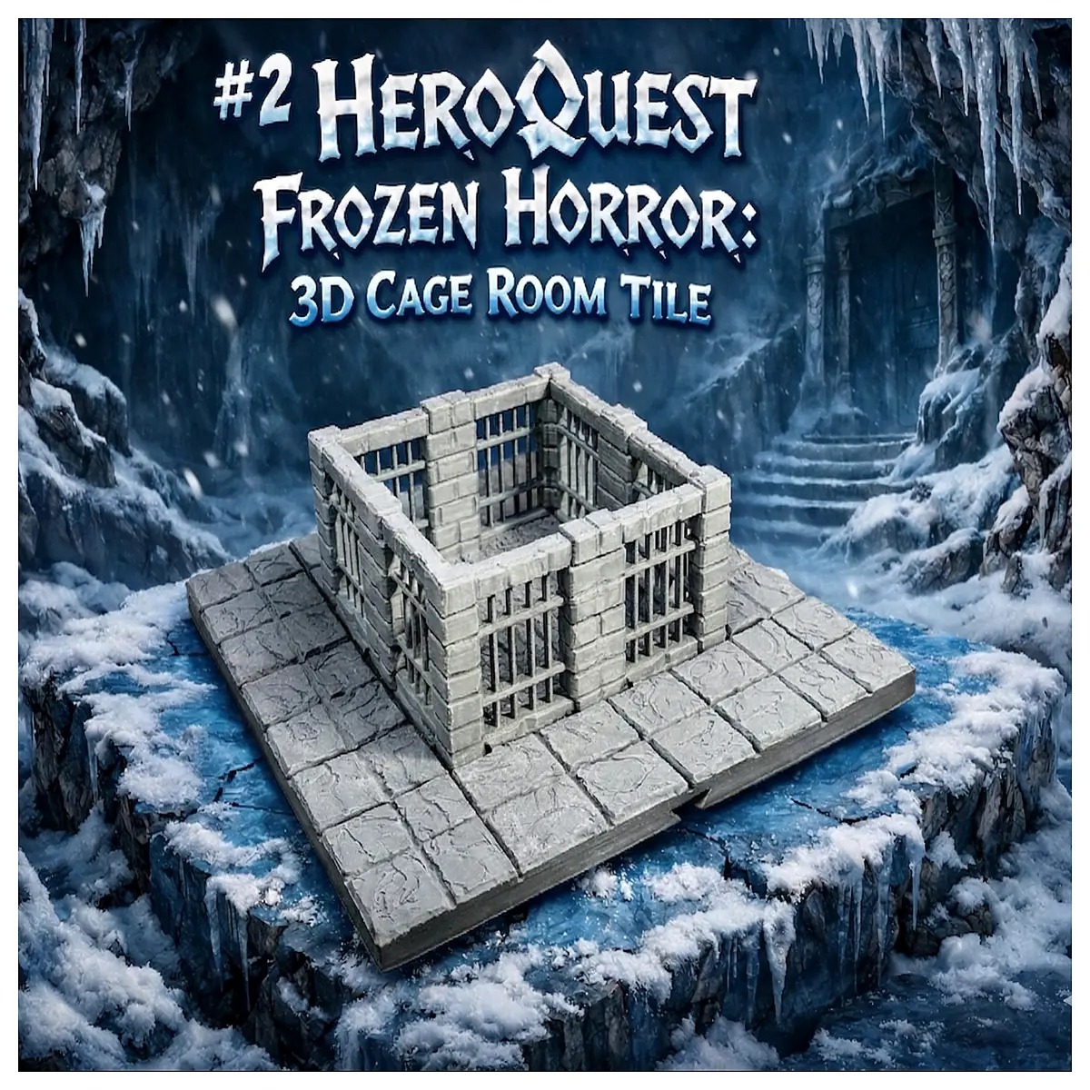 HeroQuest Terror 3D Cell Block Tile Adventure Terrain Tabletop Gaming Accessories RPG Ice Ruins