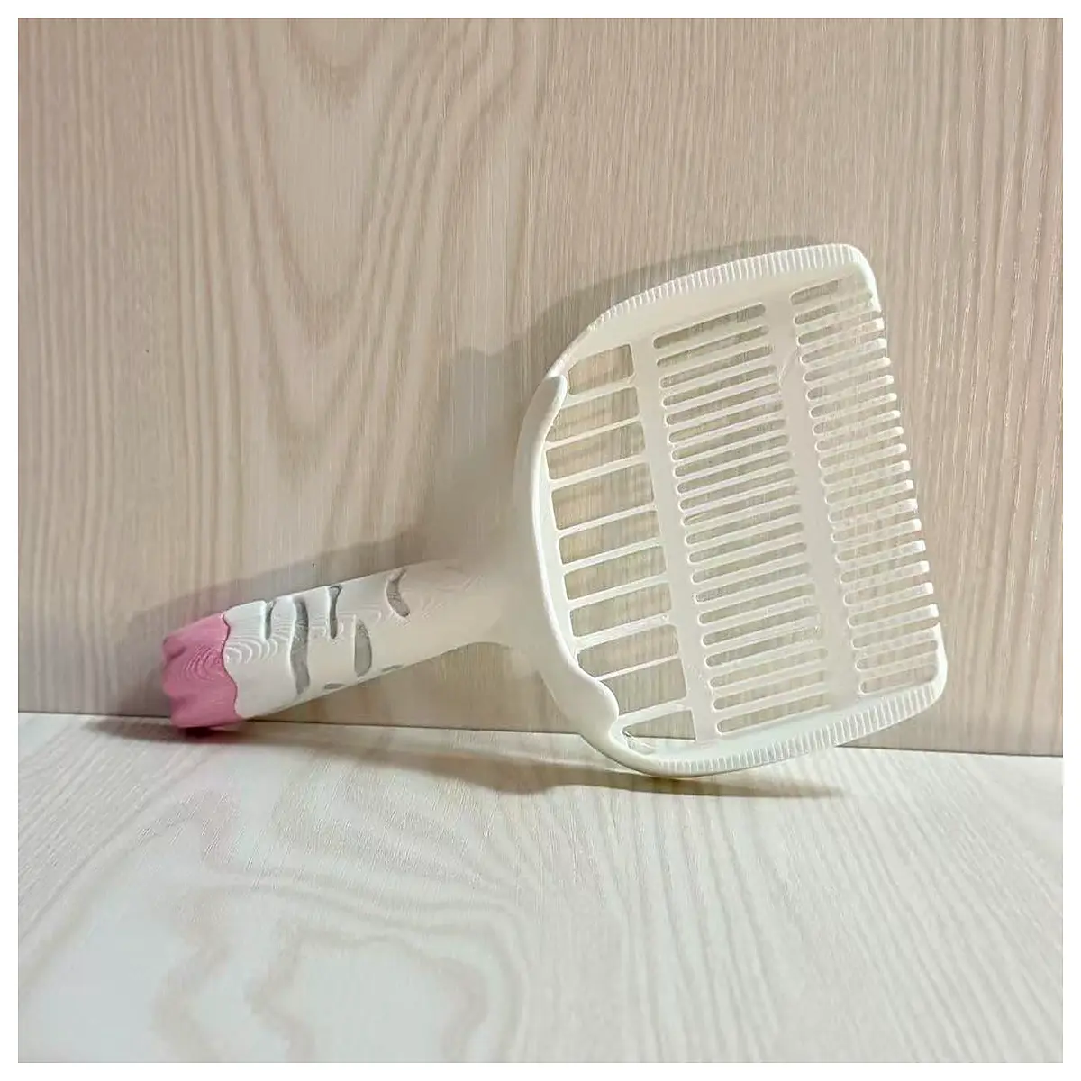 cute pink cat poop scooper shovel for litter box cleaning adorable paw print design pet waste removal tool