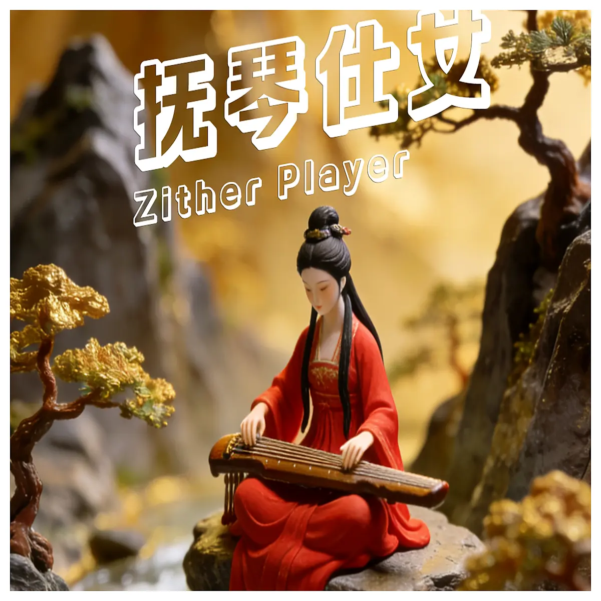 Scholar Maiden Landscape Model Miniature Scene Decor Zen Interior Ornament Miniature Display Figurine