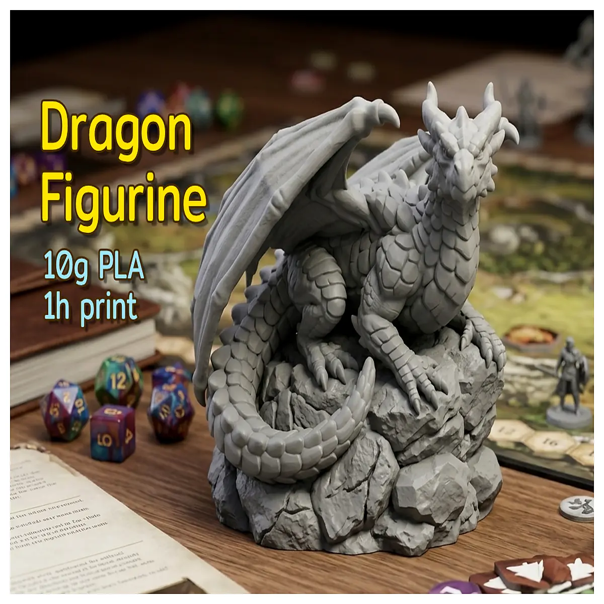 dragon statue on rock garden decor outdoor patio yard landscaping ornament