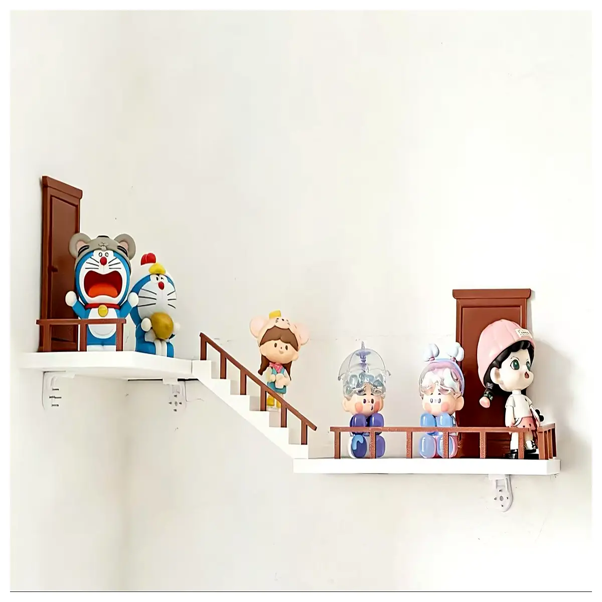 Corner Staircase Display Shelf Wall Mounted Storage Rack Creative Home Organization Display Stand Multi Functional Storage Solution