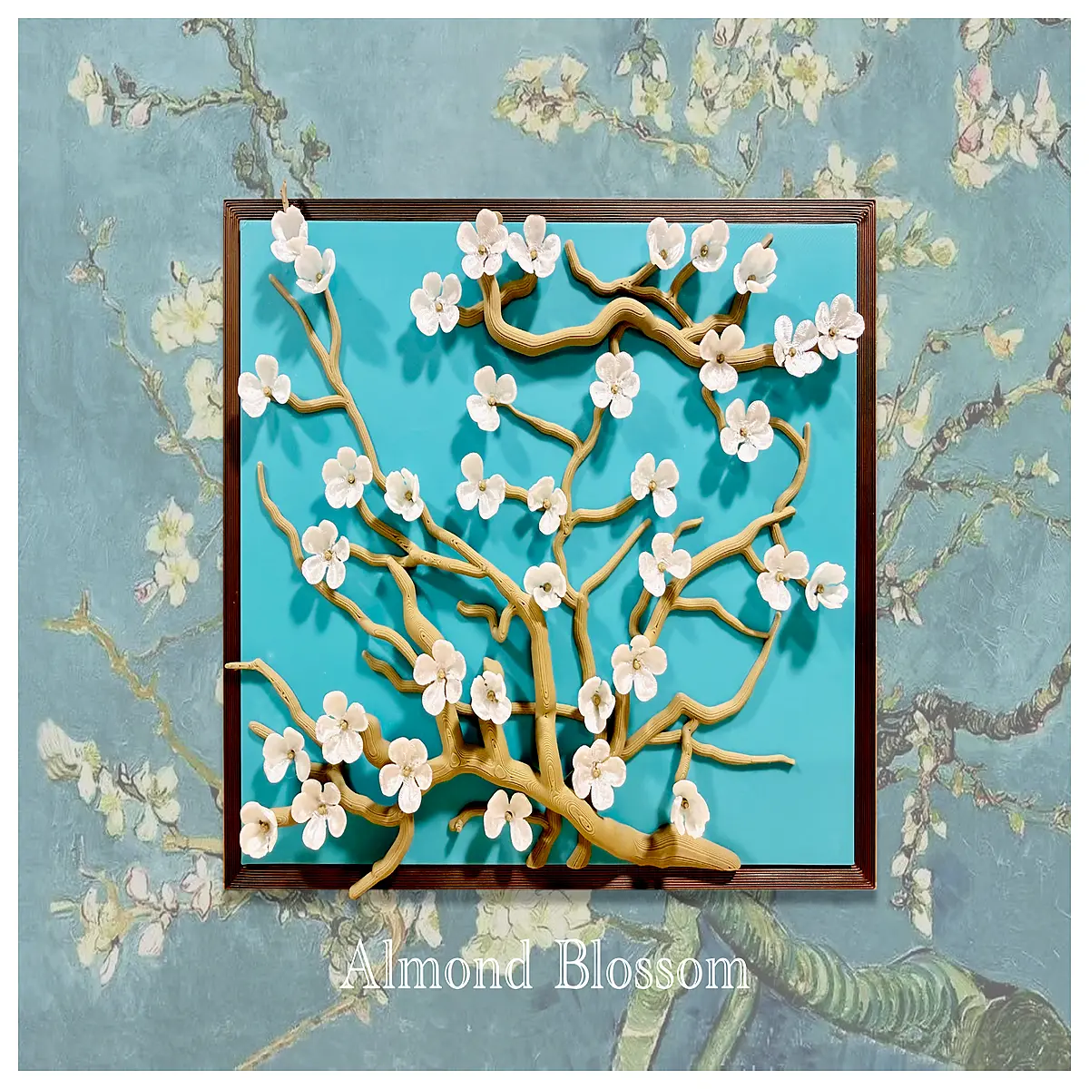 Blooming Apricot Blossom Wall Art 3D Floral Wall Decor Indoor Garden Hanging Flower Wall Panel Wall Hanging