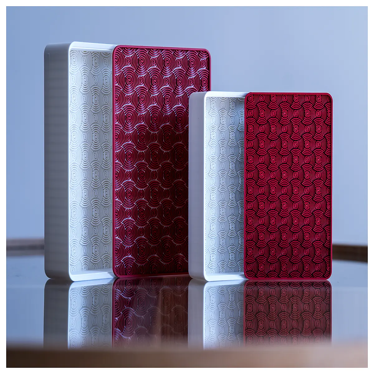 collectible case box with spiral vortex pattern design for action figures and anime figurines storage