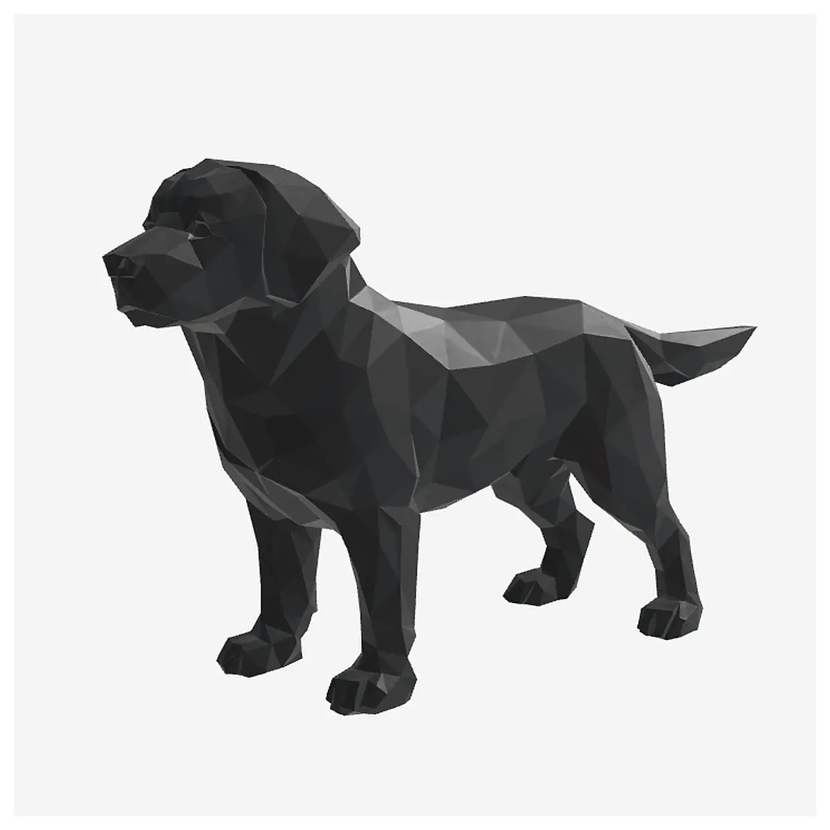 low poly labrador dog figurine polygonal art decor geometric animal statue modern minimalist home ornament print trendy desk accessory