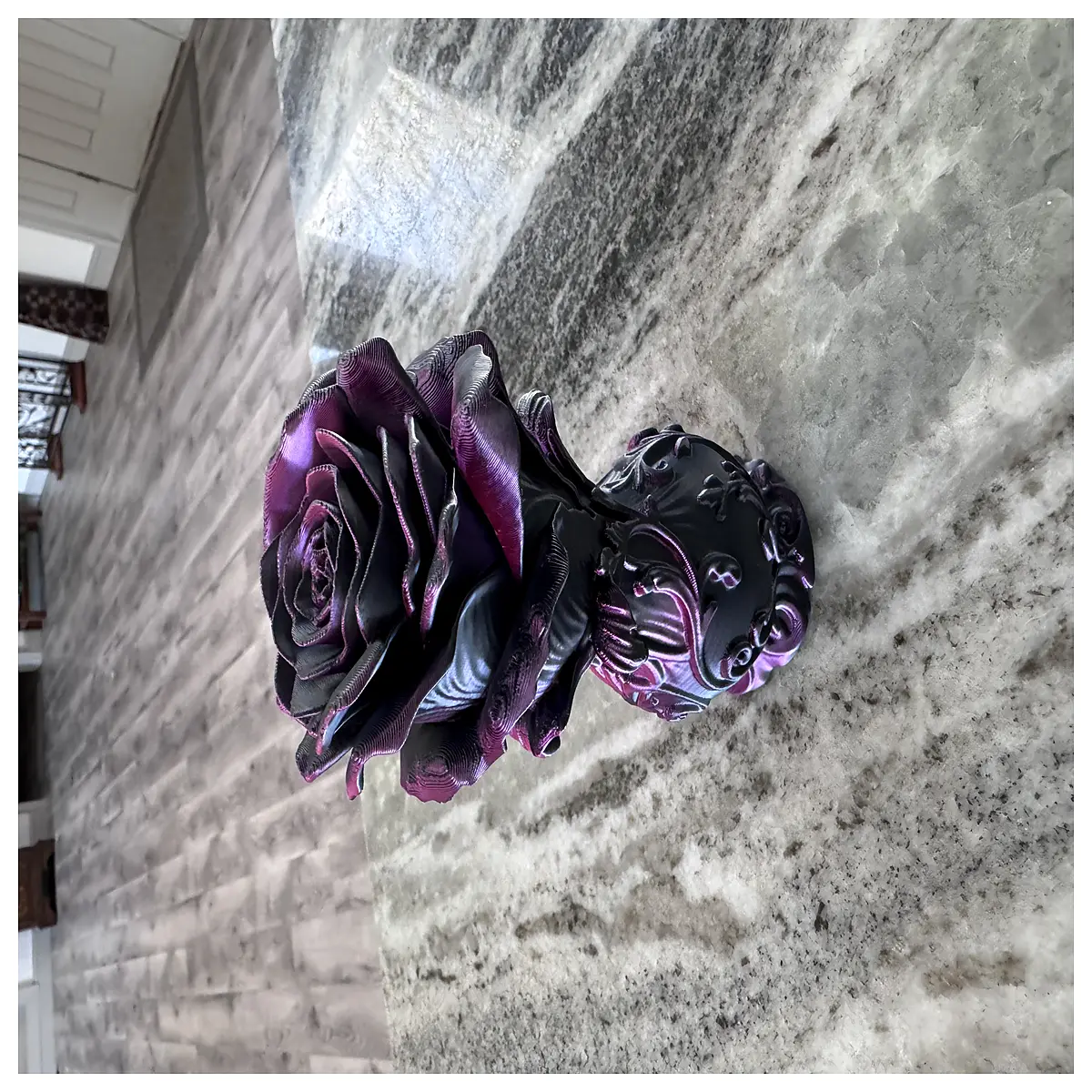modern abstract rose sculpture for home decor metal flower art piece elegant table centerpiece living room shelf statue