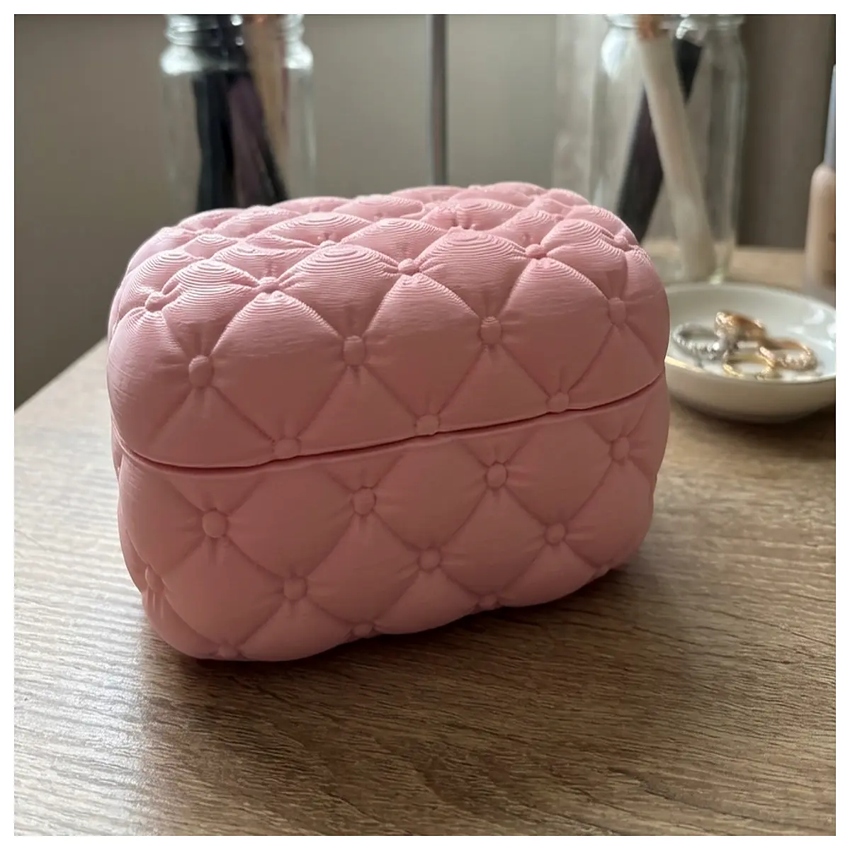 quilted jewelry box organizer with mirror large capacity makeup case for travel elegant vanity storage chest