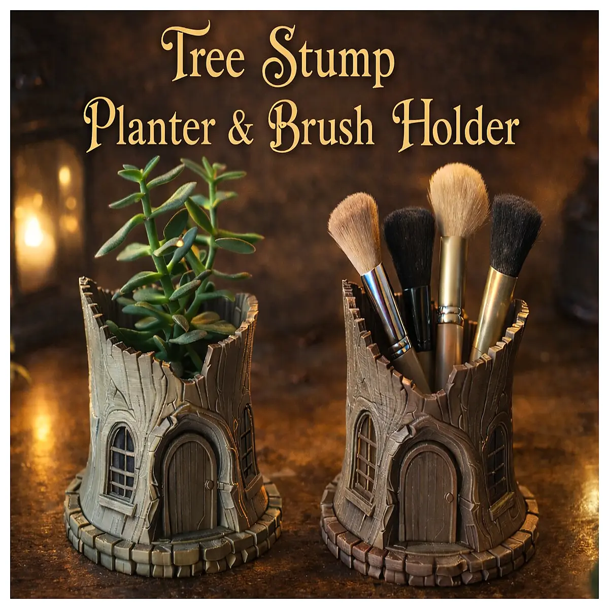 Trunk Planters Brush Holders Organizer Tree Decor Garden Supplies Multi Function Storage Rack Trunk Planter Display