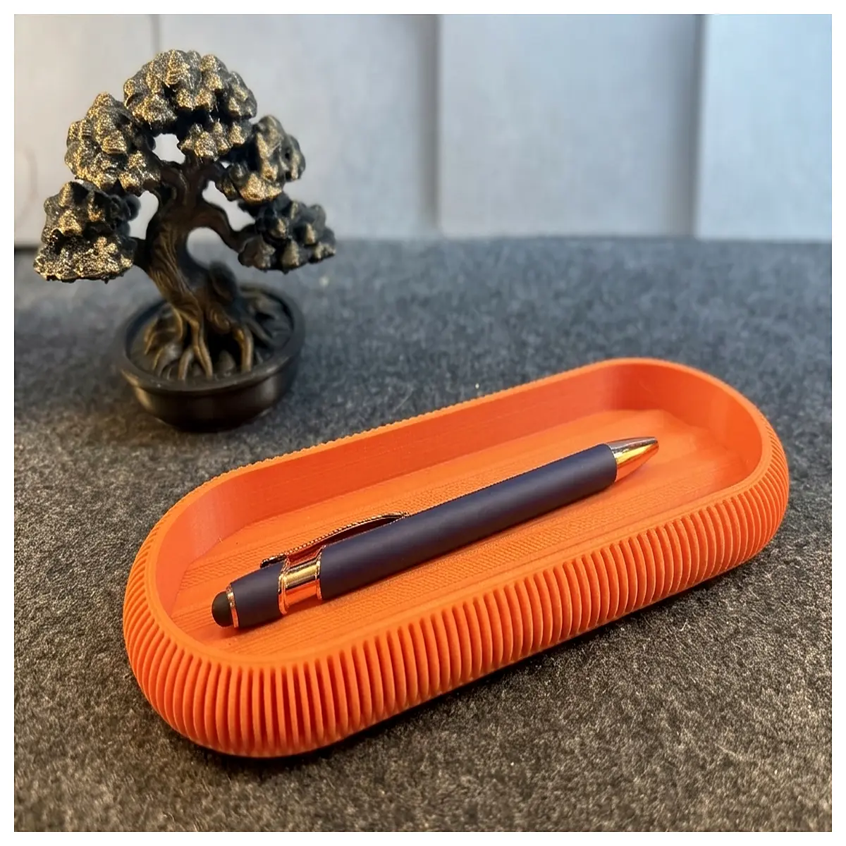 ribbed desk organizer tray for home office storage textured desktop caddy for pens and accessories