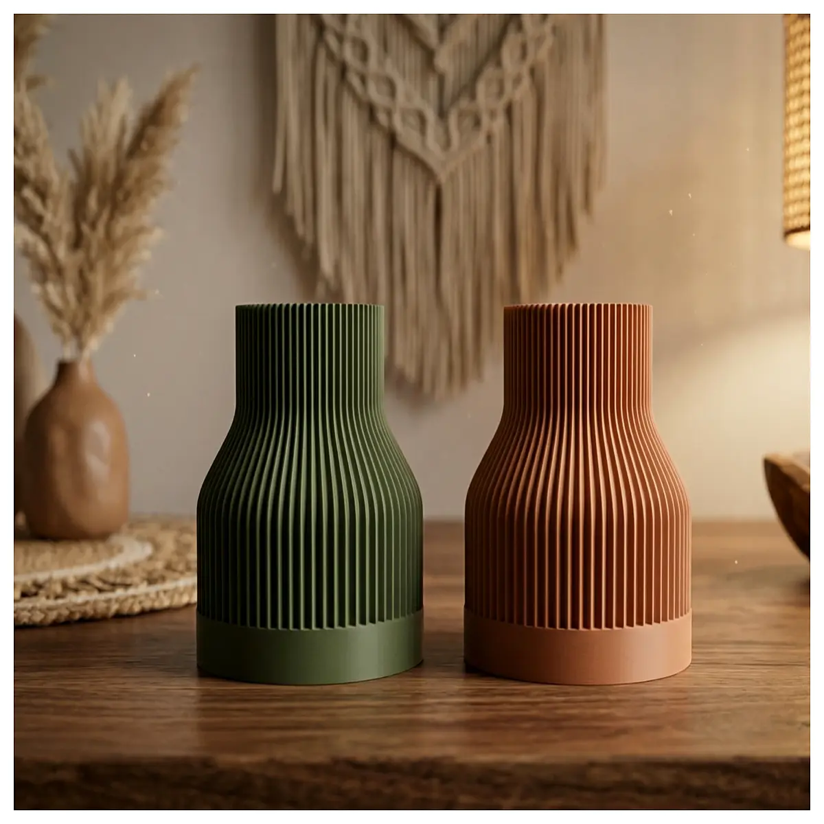 Wabi Sabi Vase Minimalist Japanese Grooved Decoration Pattern Flower Pot Modern Art Home Decor Accent