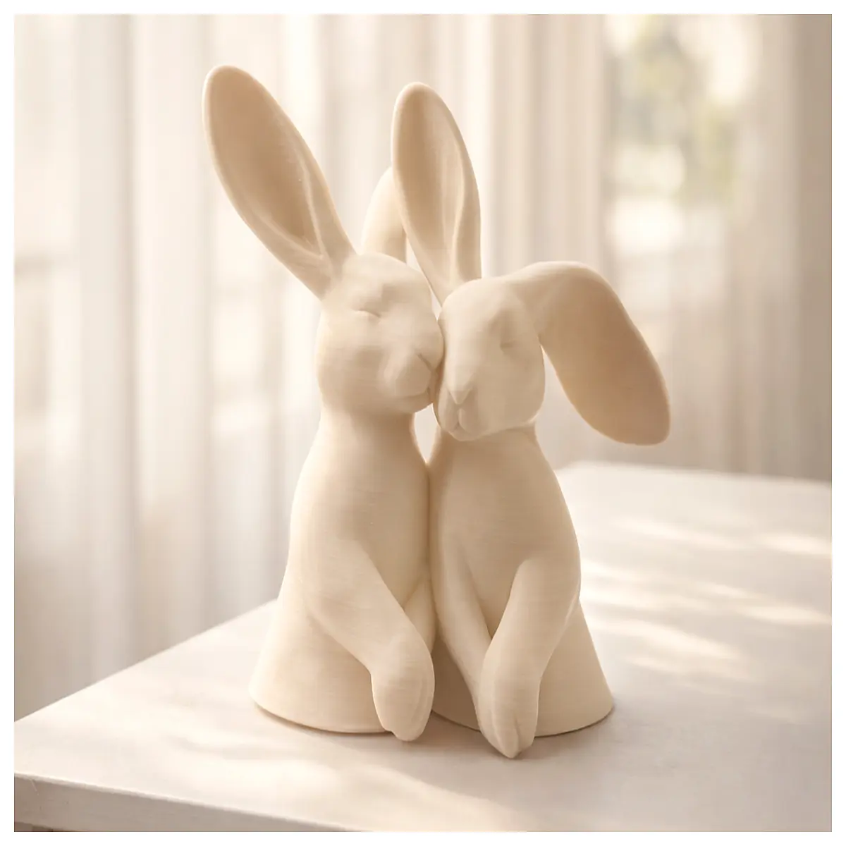 Couple Rabbit Sculpture Romantic Anniversary Gift Love Rabbit Figurine Rabbit Couple Sculpture