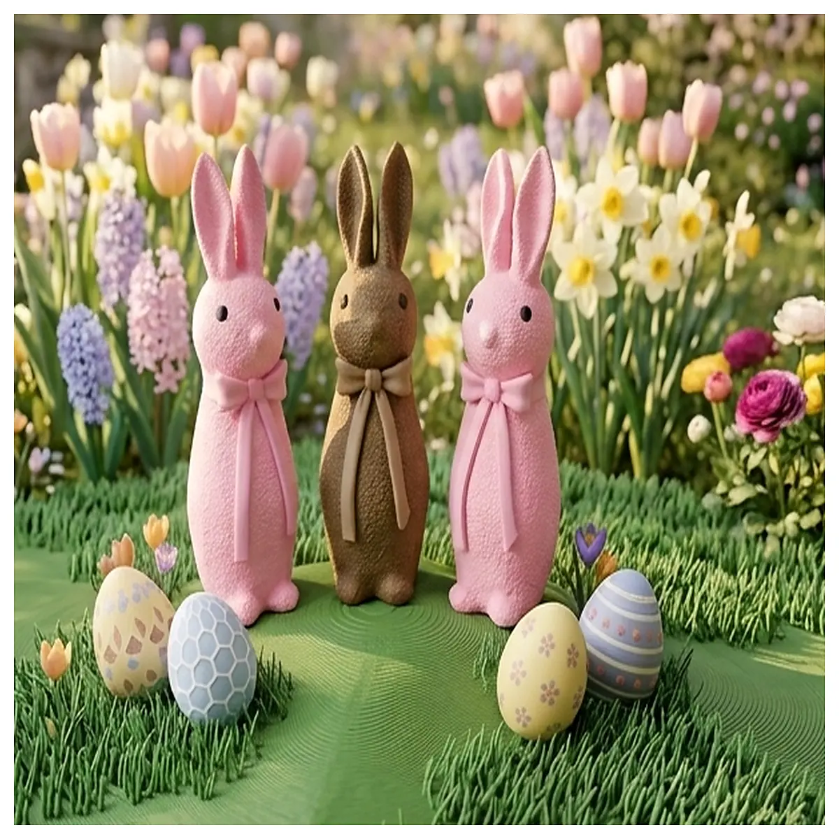 Easter Bunny Ornament Bow Ribbon Decoration Holiday Gift Cute Rabbit Figurine Easter Decoration Bow
