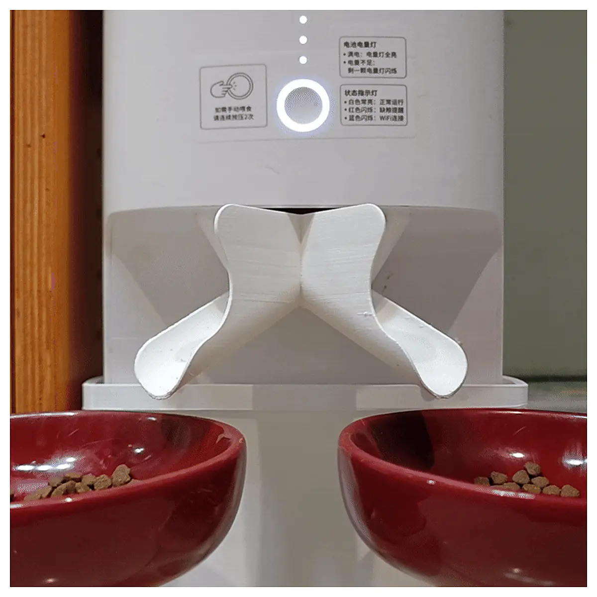 automatic pet feeder dual outlet splitter attachment for cats dogs food dispensing tube adapter