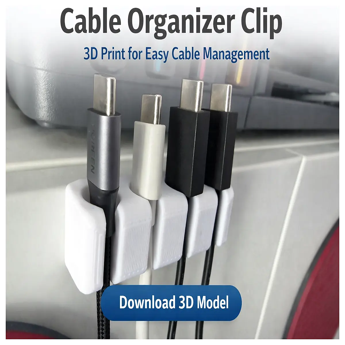 Cable Organizer Clips Desktop Cable Management Computer Cord Holder Tidy Cables Space Saver Home Office Accessories