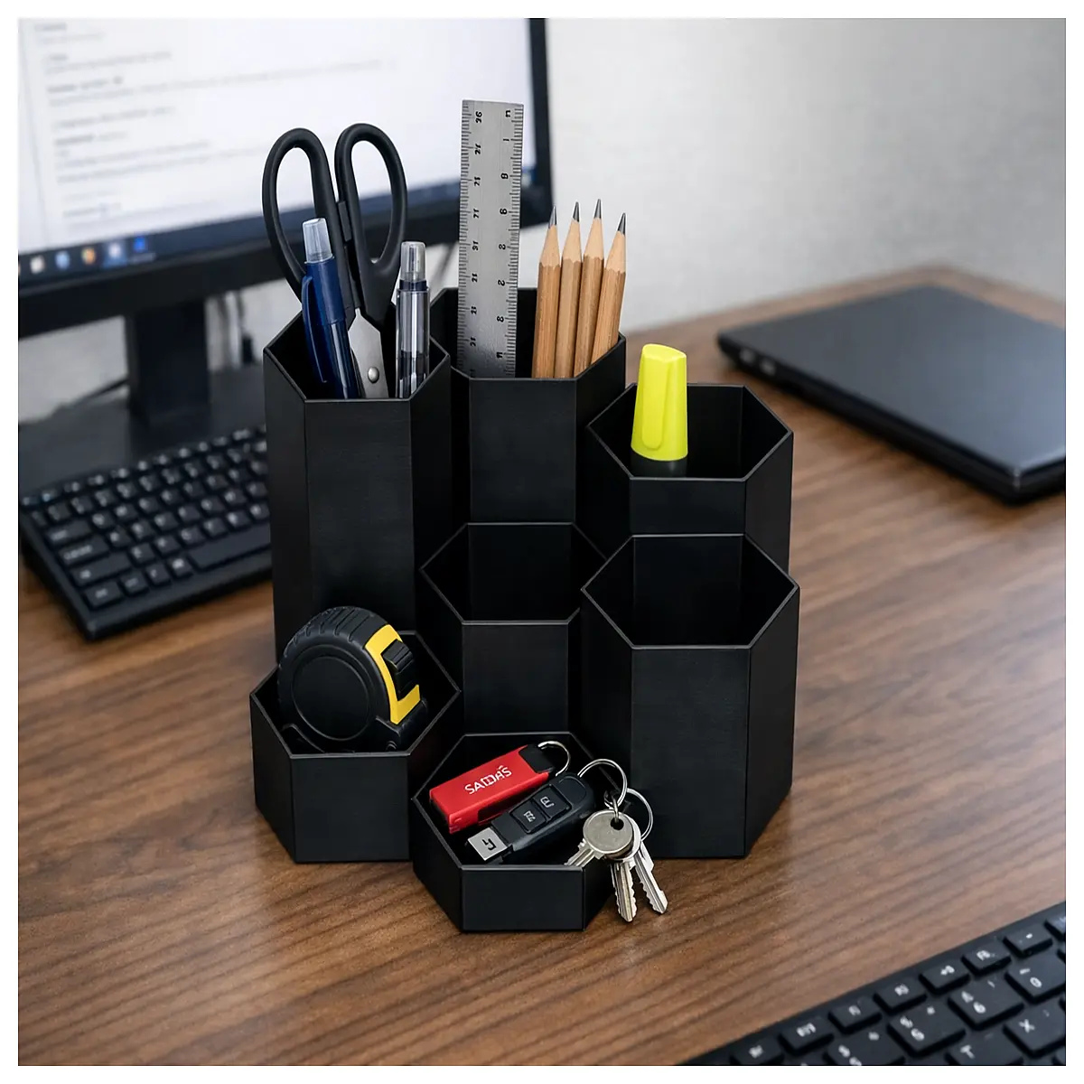 Honeycomb Desktop Organizer ful Liner Desk Storage Box Multi Compartment Space Saving Home Office Organizer