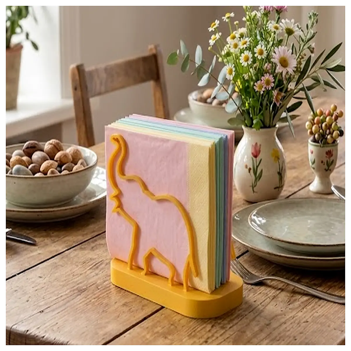 Minimalist Elephant Napkin Rack Desktop Storage Kitchen Placemat Holder Dining Pad Stand Space Saving