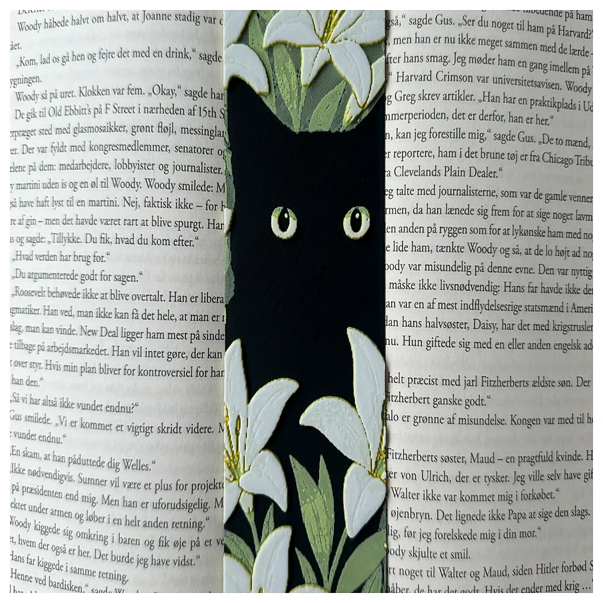 Cat Bookmark with White Flowers Cute Cat Bookmark Decoration Floral Cat Bookmark Cat Bookmark Wholesale