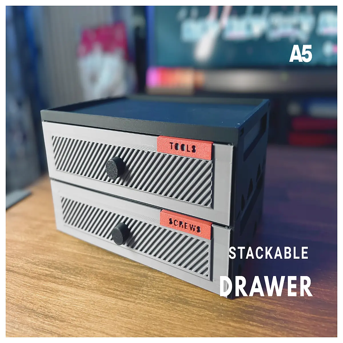 Stackable Drawers A5 Drawer Organizer Storage Box Multi Tiered Drawers for Desk Shelves