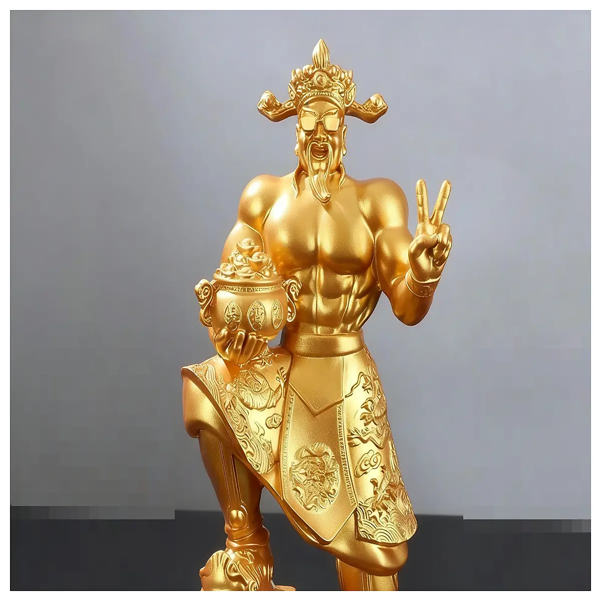 muscle god of wealth statue funny gift luck money charm physique deity for office desk home decor prosperity blessing