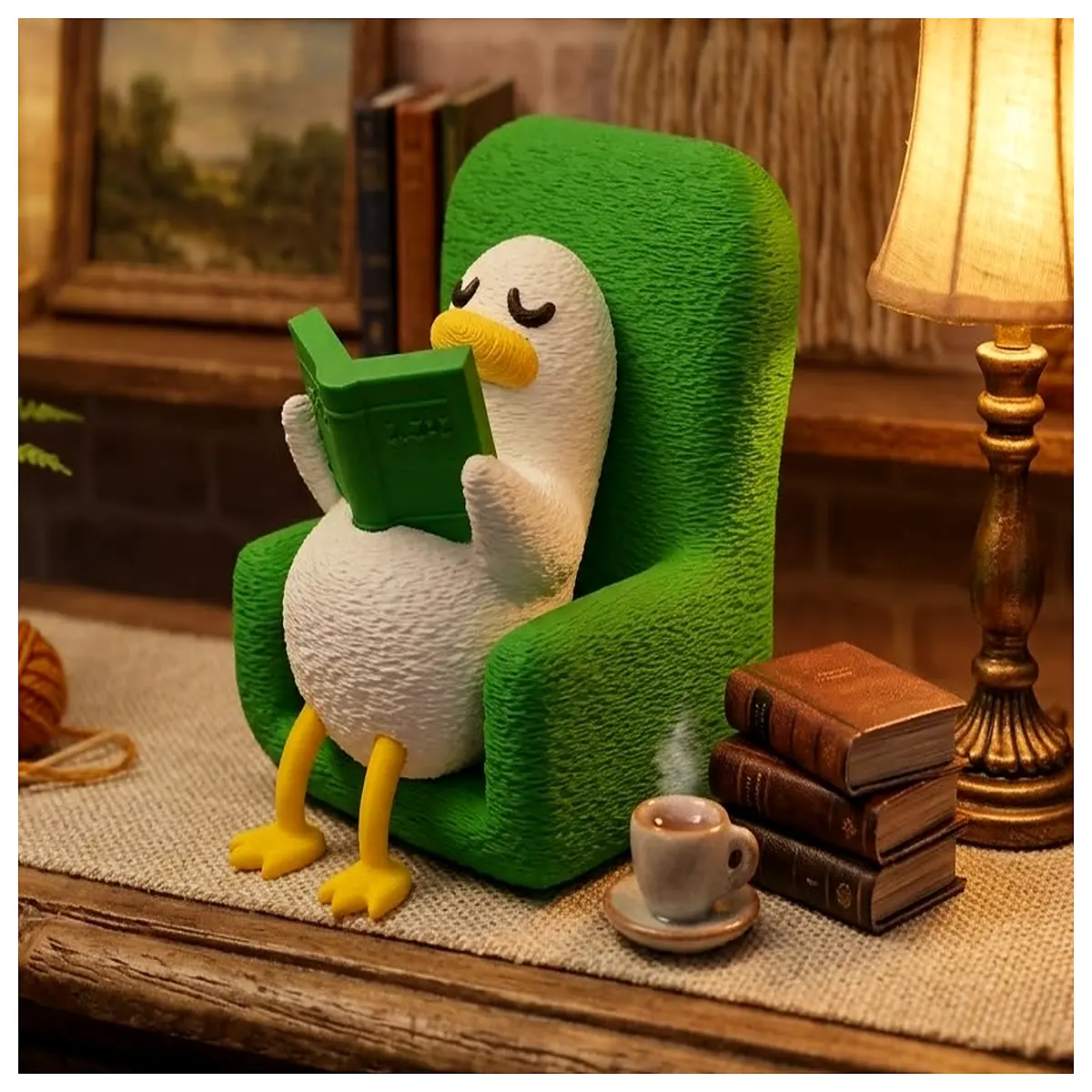cute duck reading for kids educational desk with book night for bedtime story time study table accessories