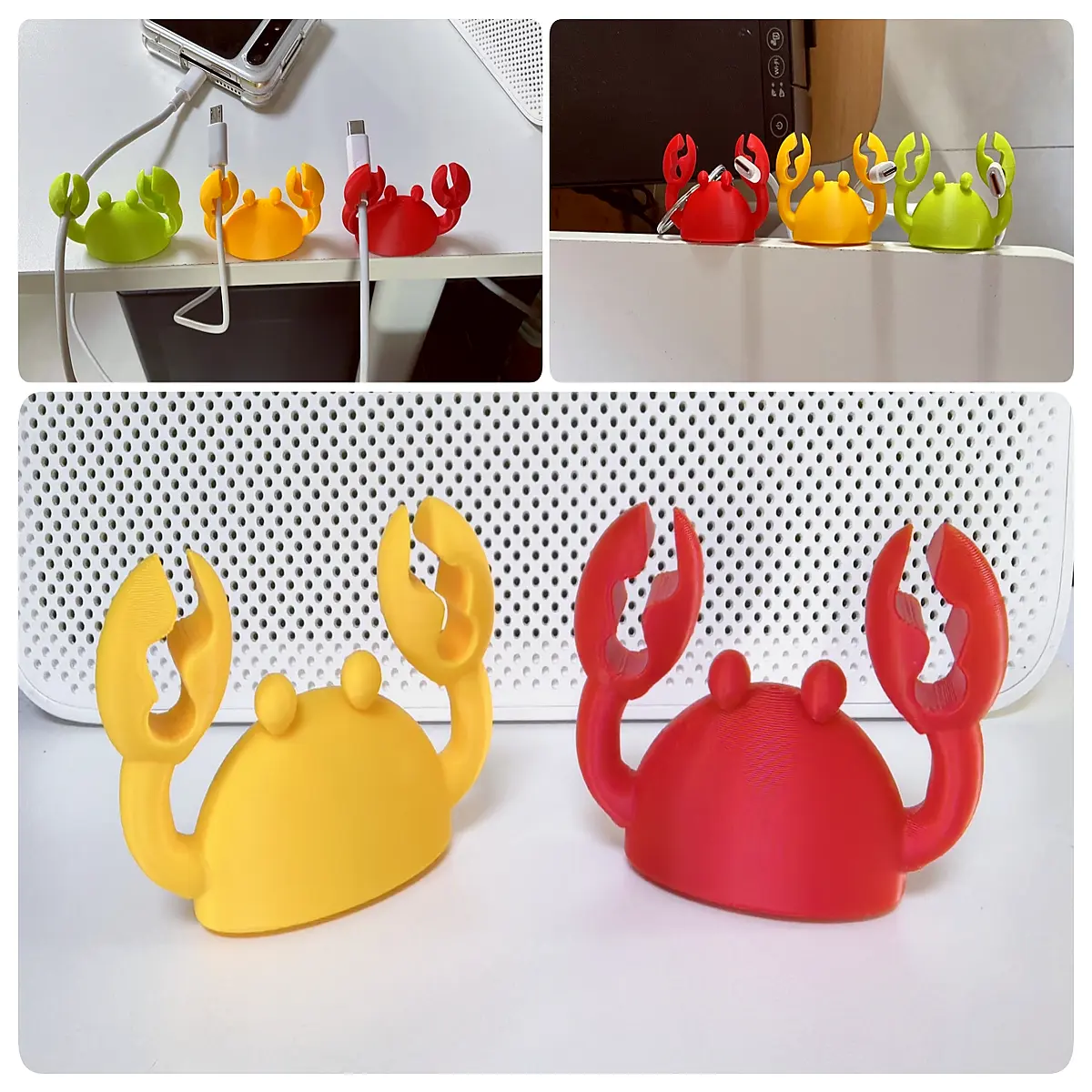 Adorable Crab Cable Organizer Desktop Storage Cute Cord Clips Wire Management Desk Decor Fun Stationery Small Accessories